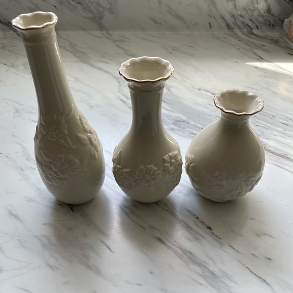 Lenox Accents Lenox Carved Posy Set Of 3 Bone China Vases Poshmark